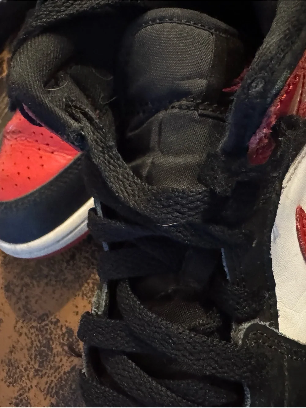 Jordan Kids High-Top Sneakers in Red, Black & White